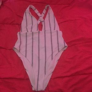 Forever 21 White and Navy One piece swimsuit